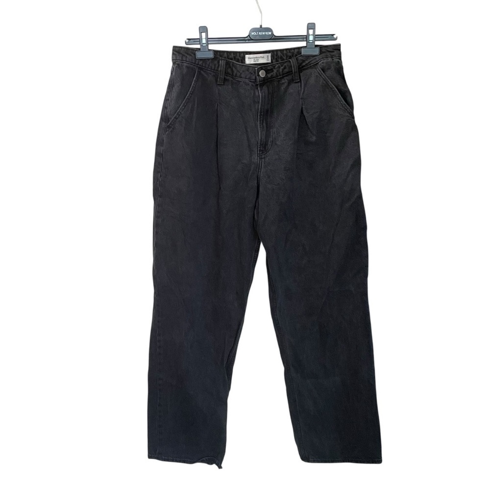 Abercrombie Fitch Curve Love Pleated Loose High Rise Jeans Black 30